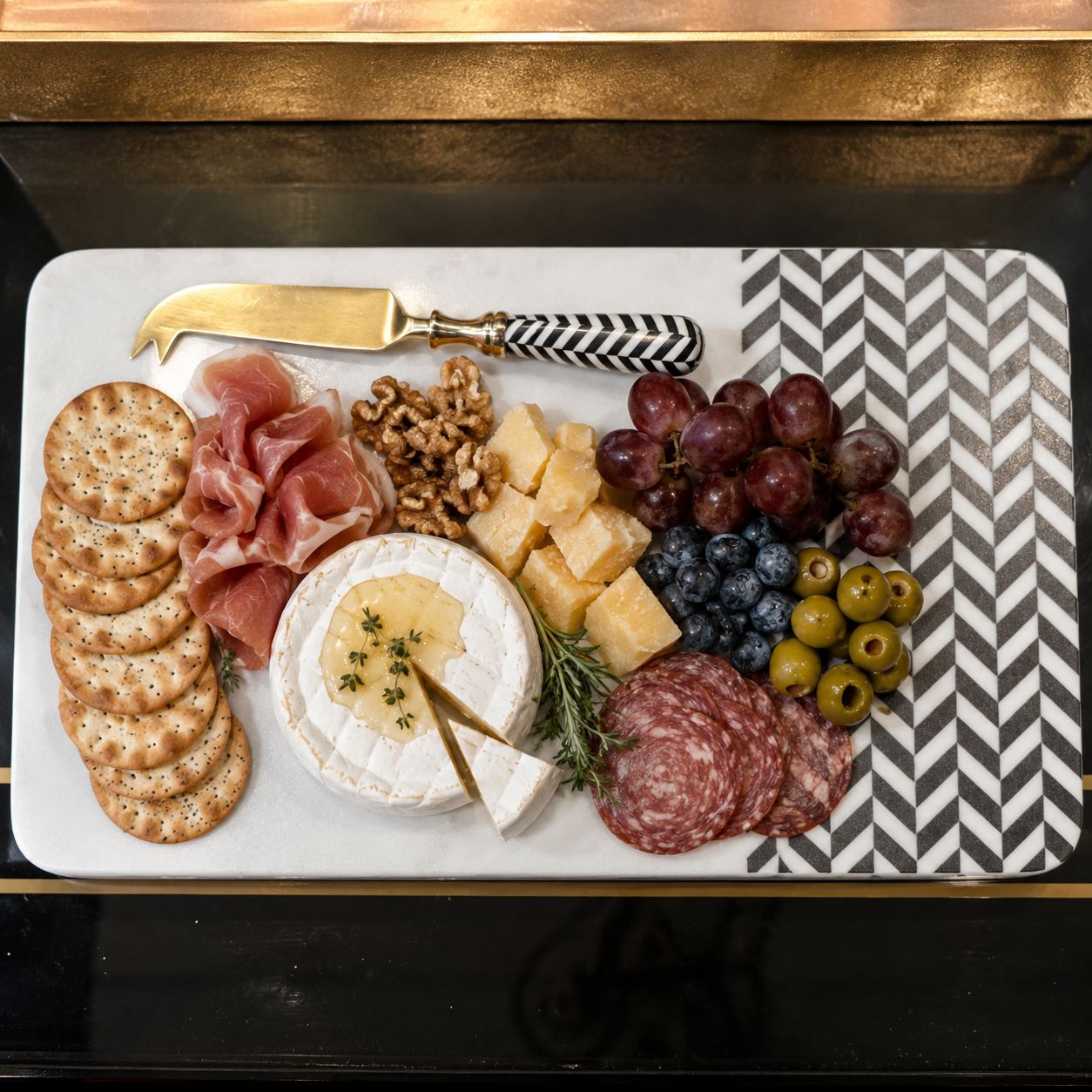 Royal Chevron Marble Cheese Board Set