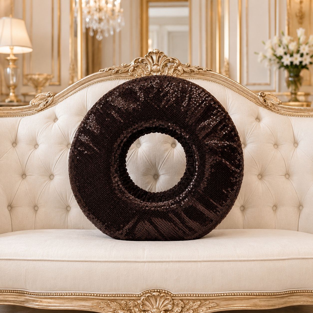 Midnight Luxe Sequin Ring Cushion