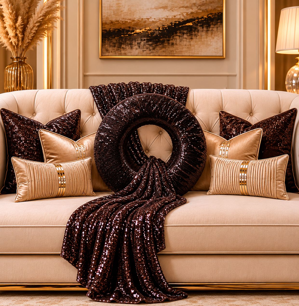 Midnight Luxe Sequin Ring Cushion