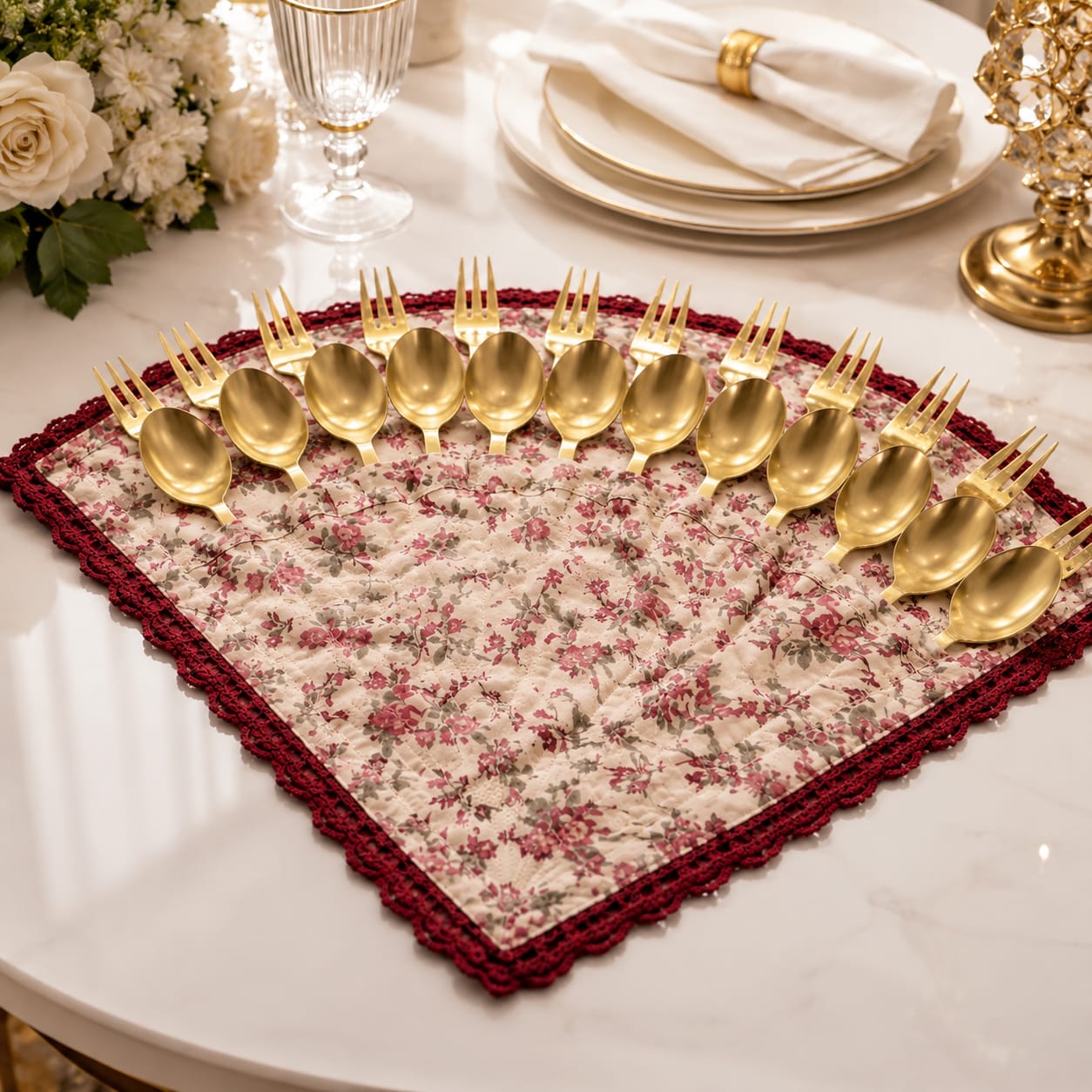 Gulbahar Royale Fan Cutlery Pouch – Floral Edition