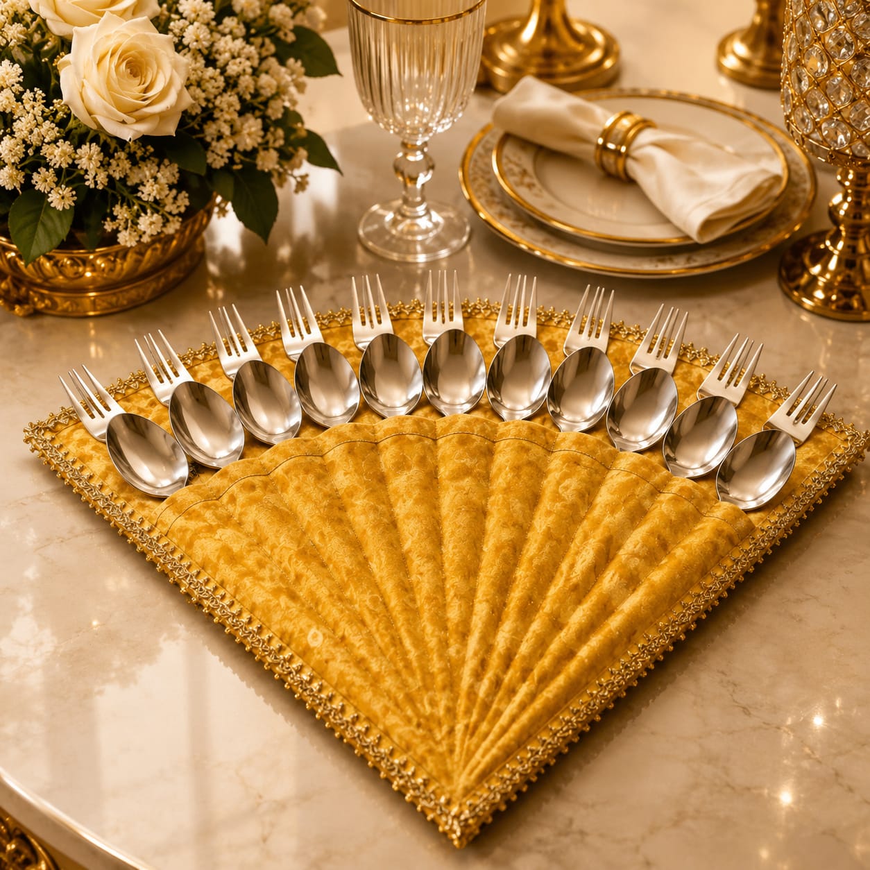Swarna Fan Royale – Luxury Cutlery Pouch