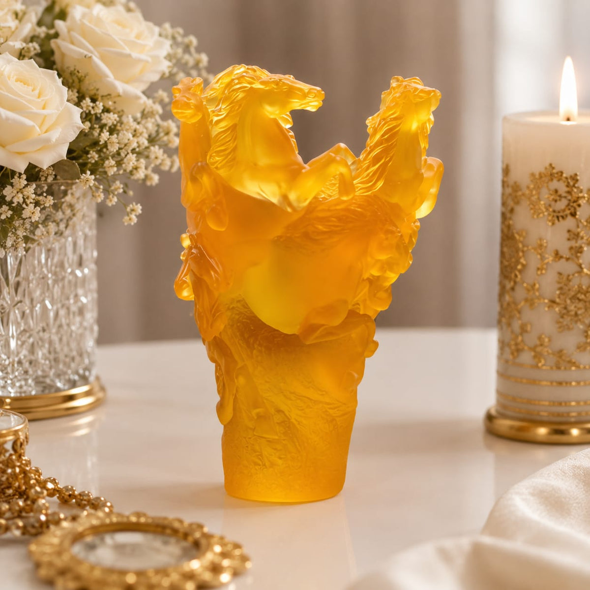 Amber Stallion Tea Light Holder