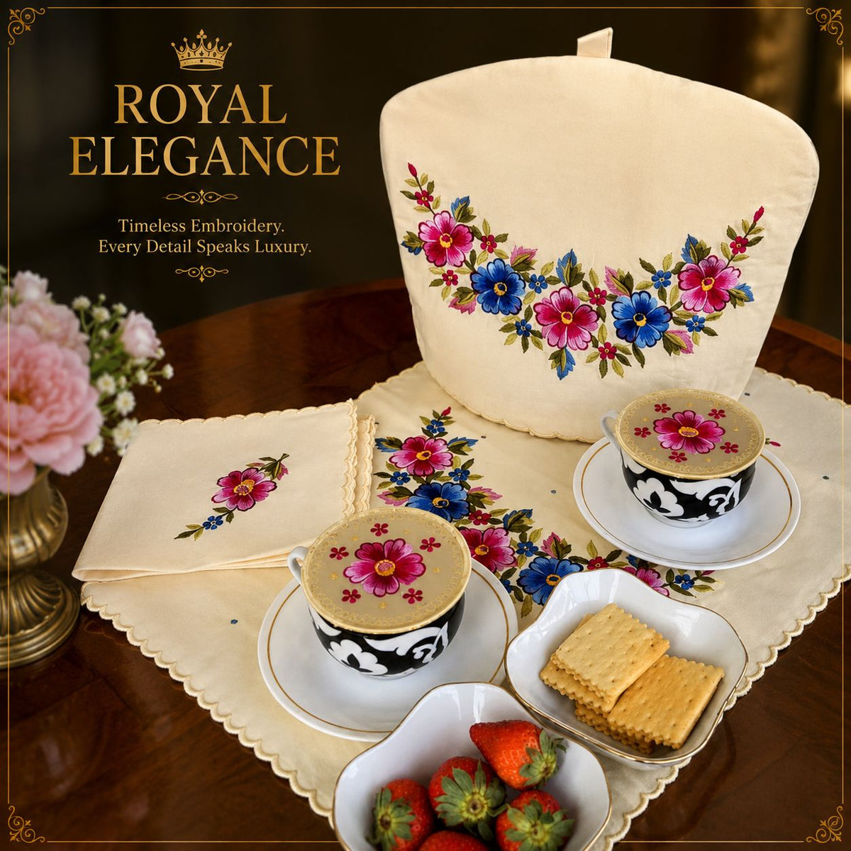Royal Elegance Embroidered Tea-Time Collection