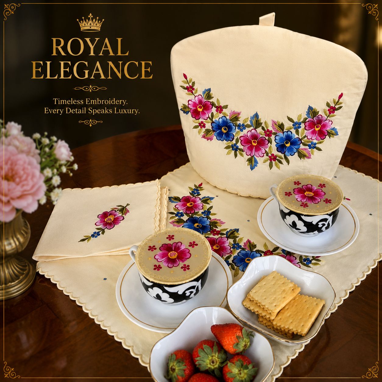 Royal Elegance Embroidered Tea-Time Collection