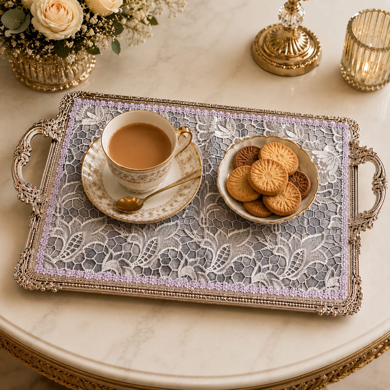 Lavender Bloom Lace Tray Mat