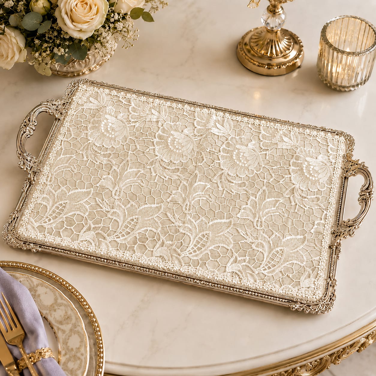 Duchess Lace Placemat come Tray cover