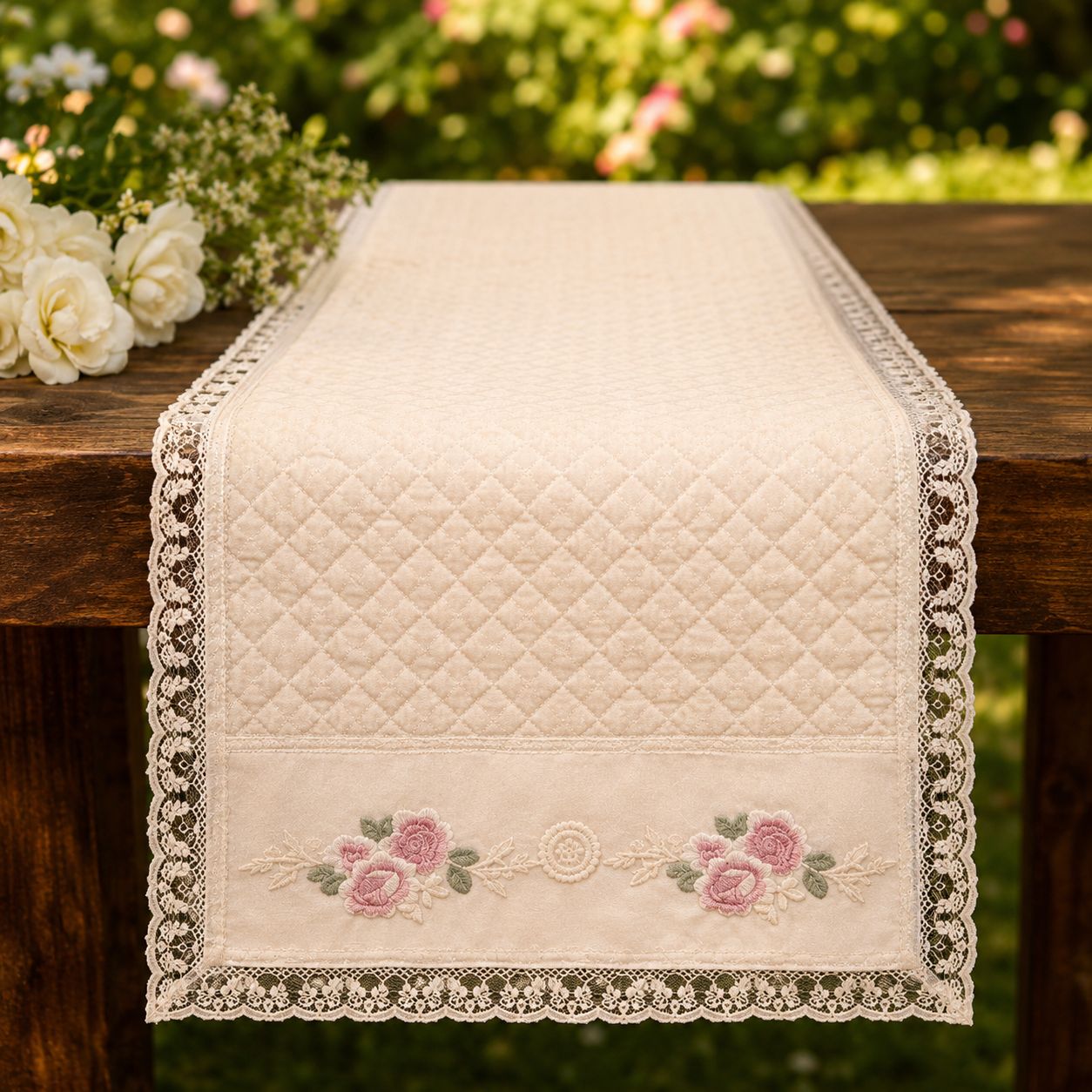 Vintage Rose Lace Runner