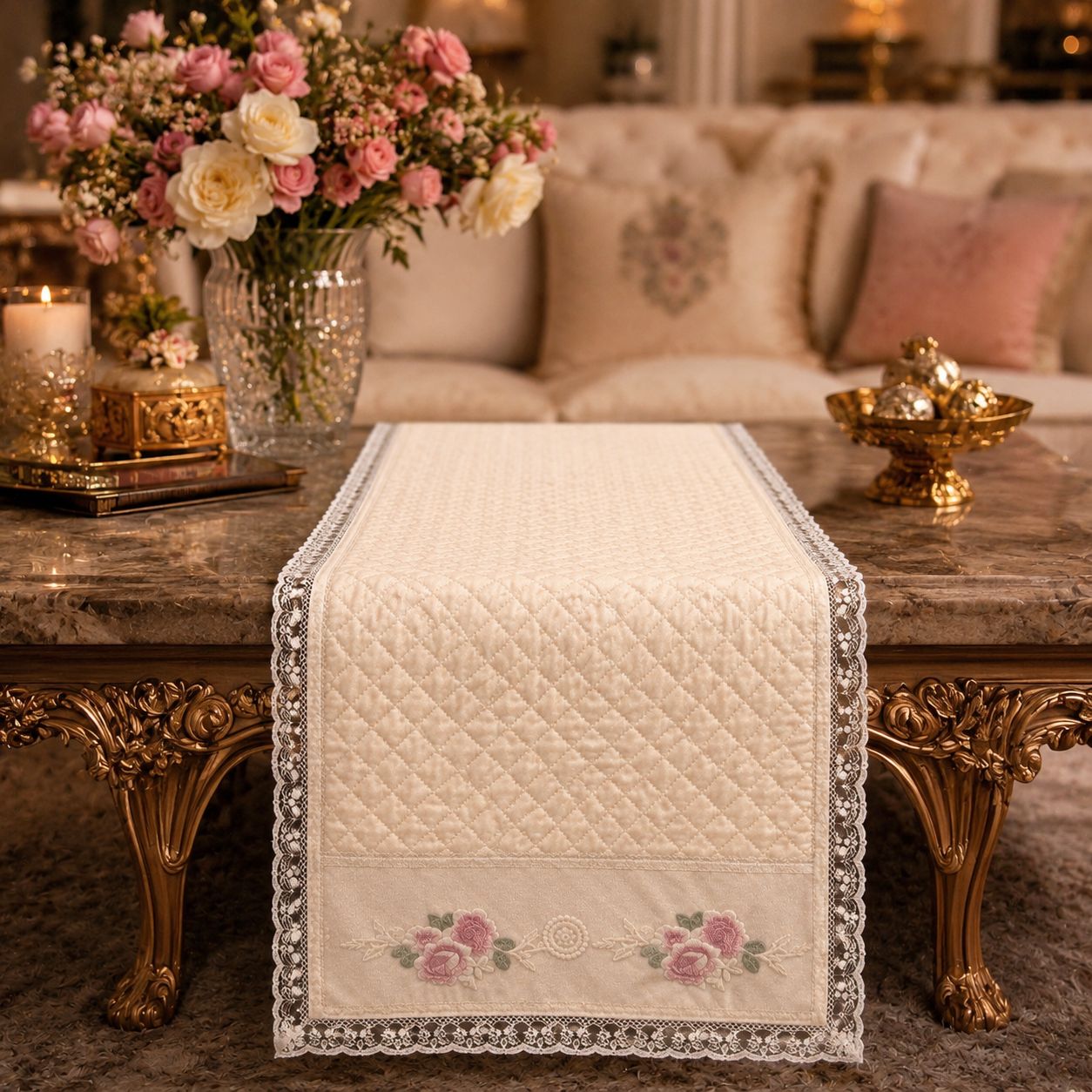 Vintage Rose Lace Runner