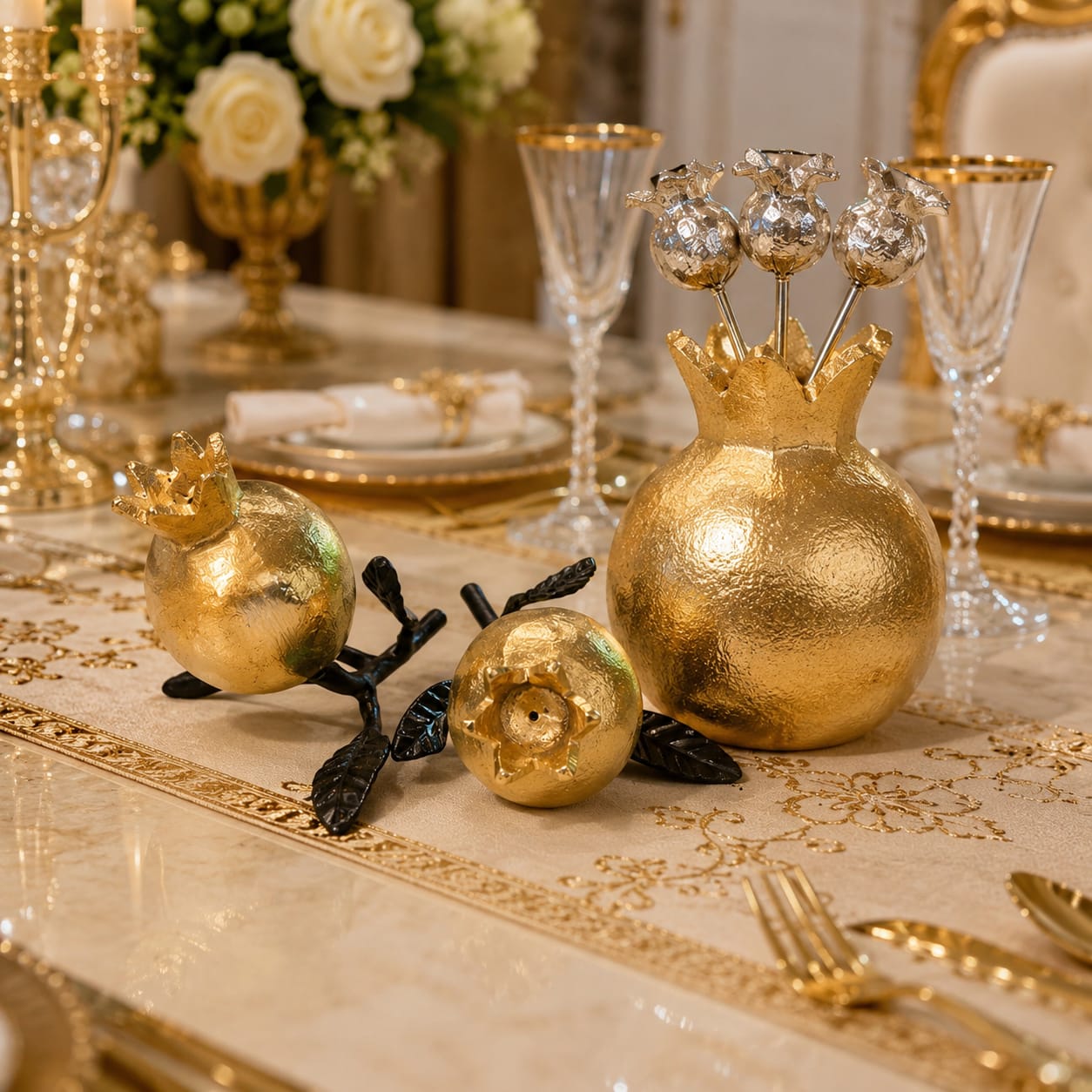 Precious Pomegranate Set (Fruit picks and salt pepper shakers set )