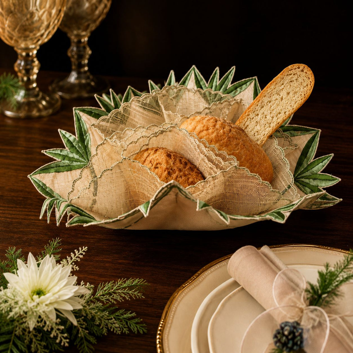 Verdant Bloom Bread Basket