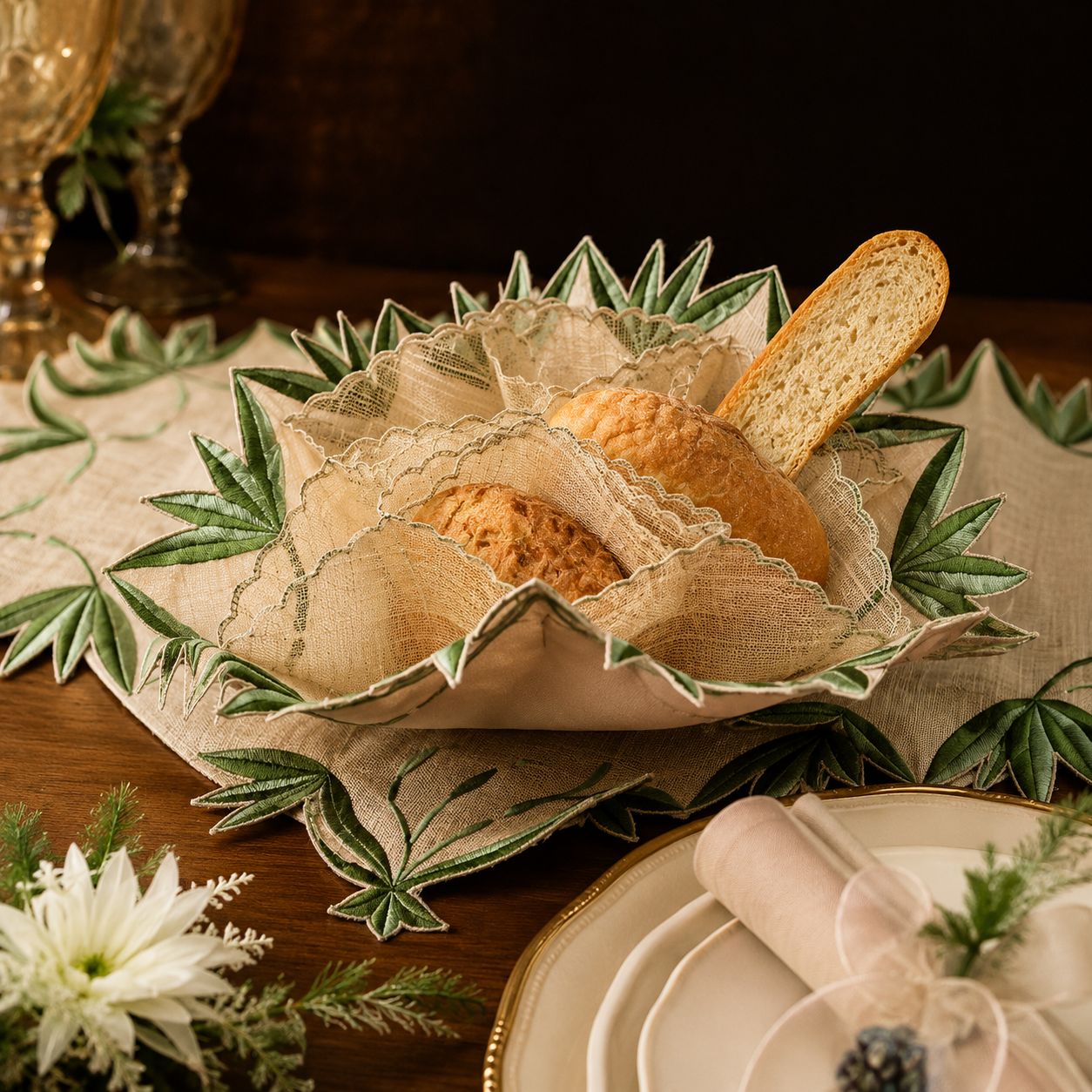 Verdant Bloom Bread Basket