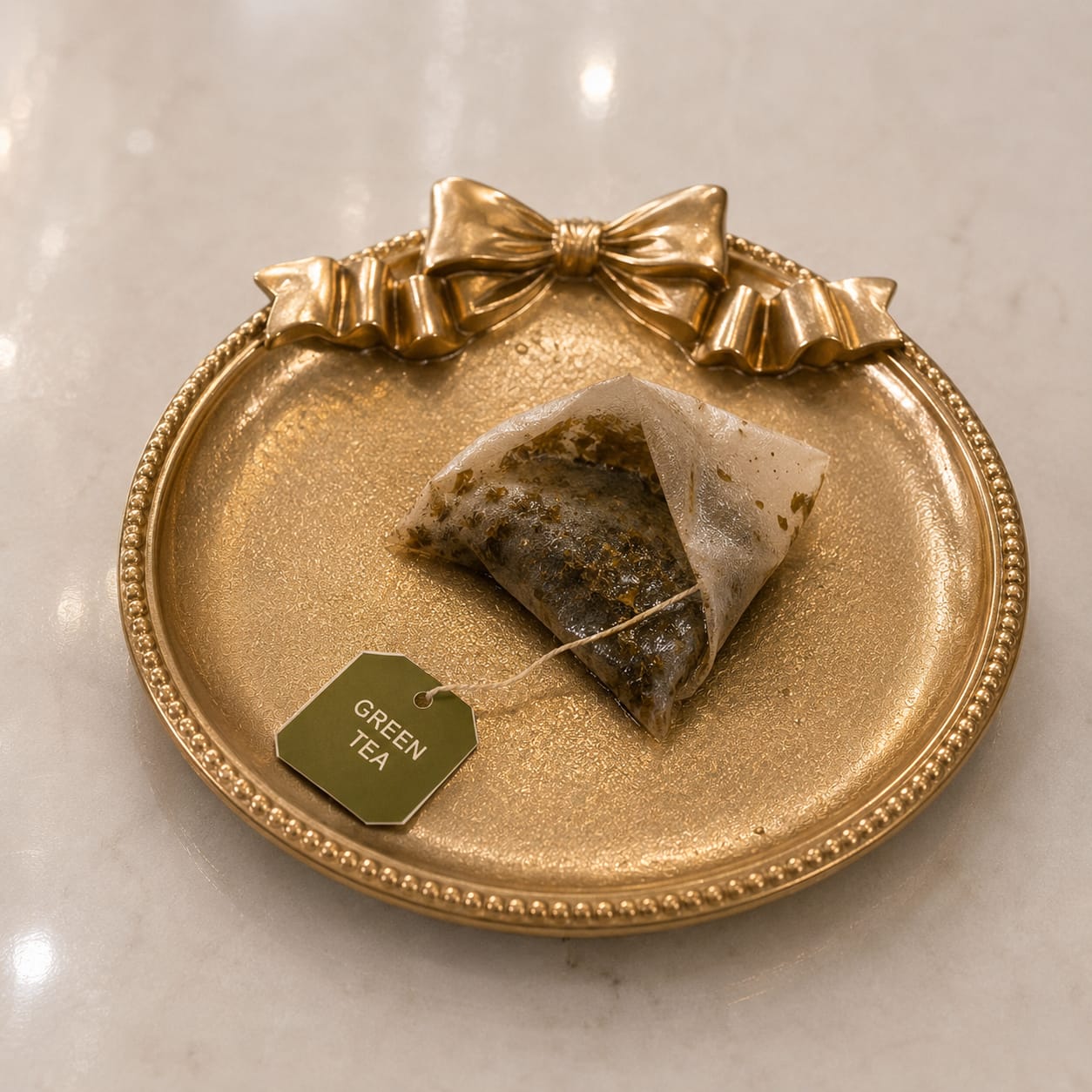 Gilded Bow Tea Rest