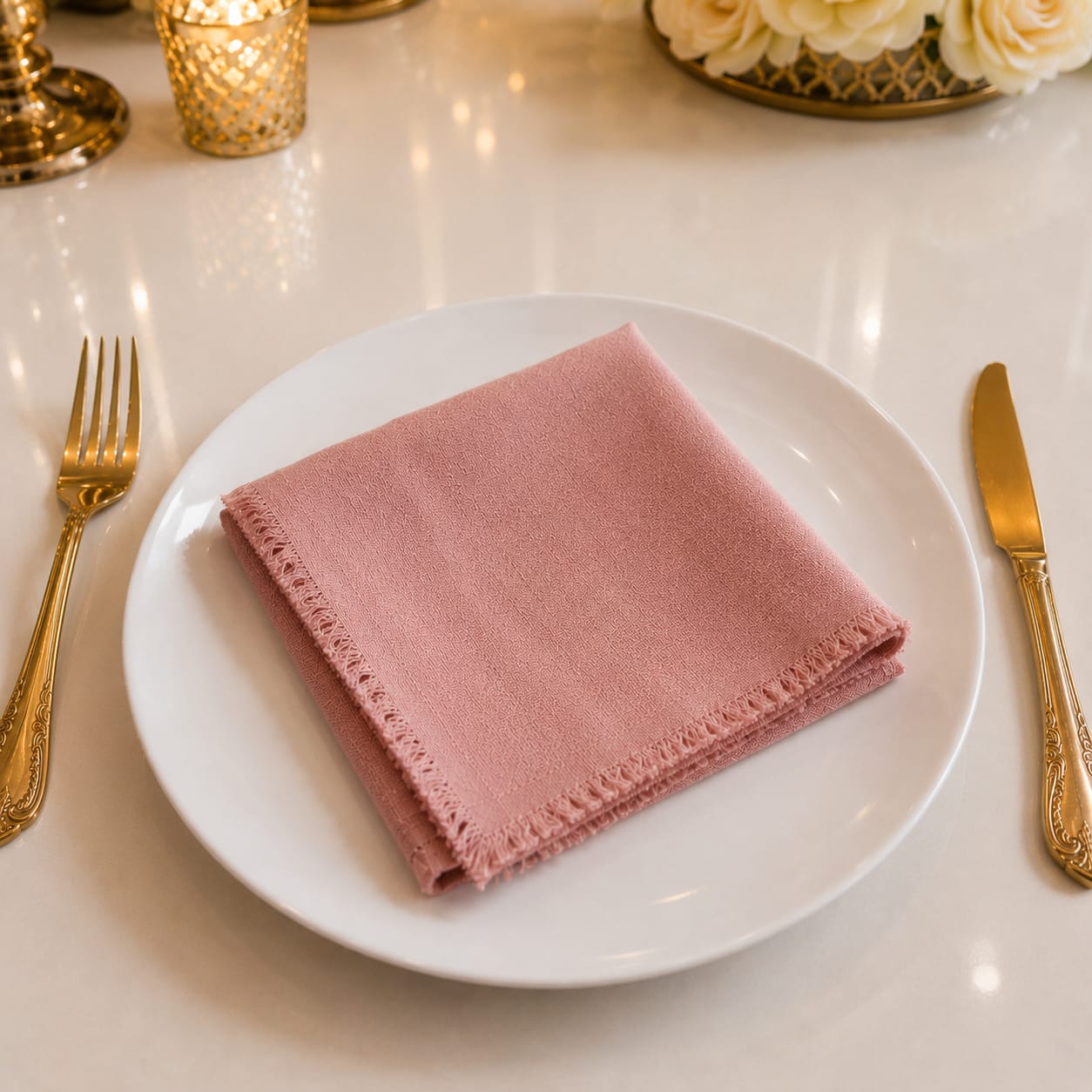 Blush Fringe Napkin