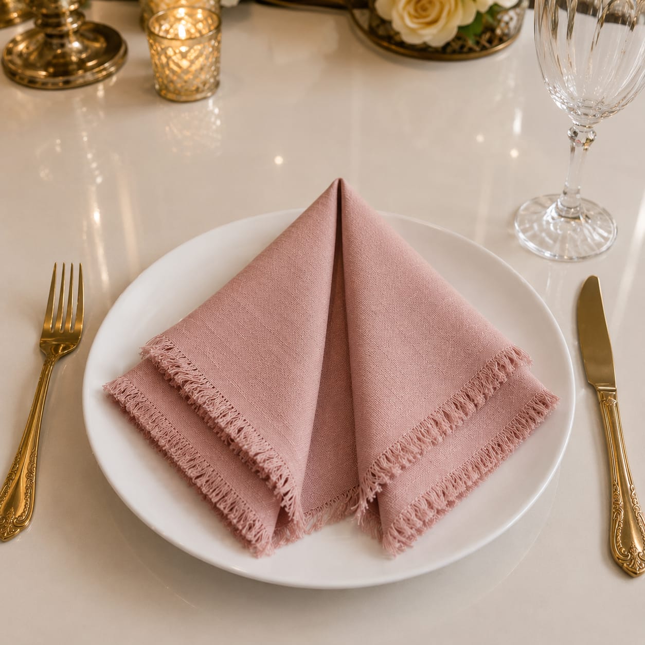 Blush Fringe Napkin