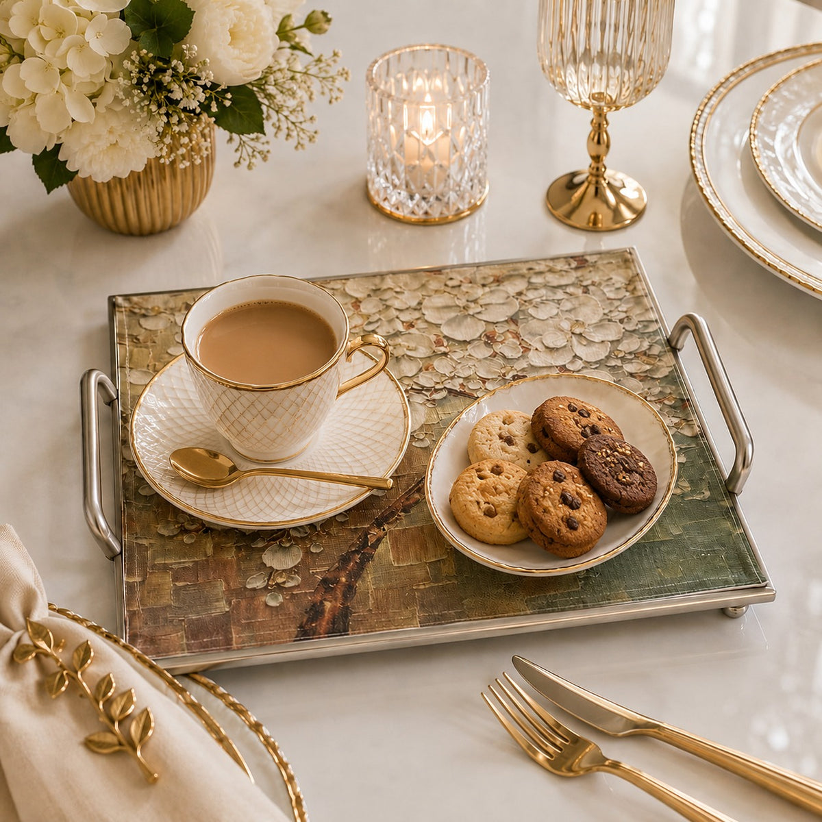 Ivory Blossom Tray Cover