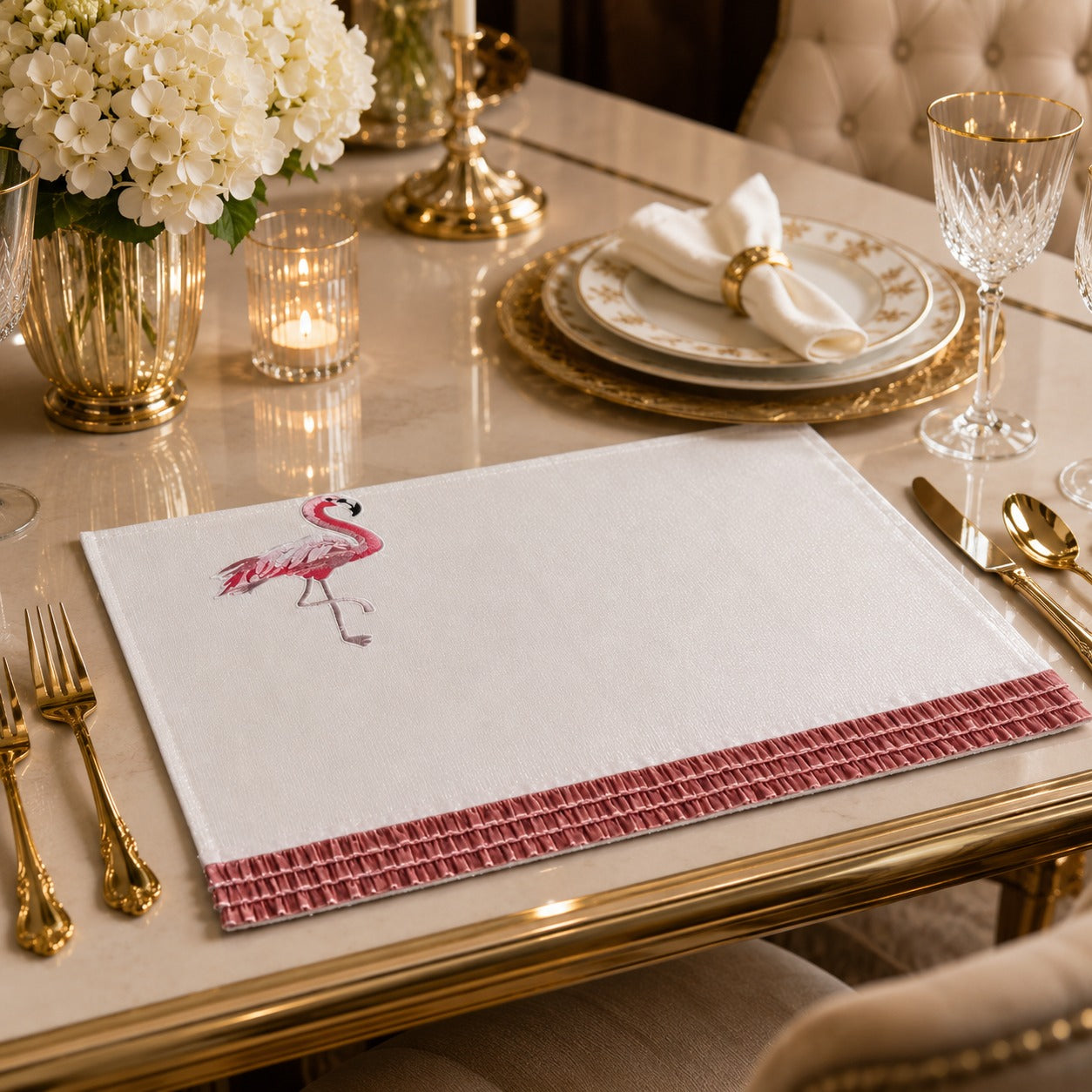 Flamingo Blush Placemat & Napkin Set