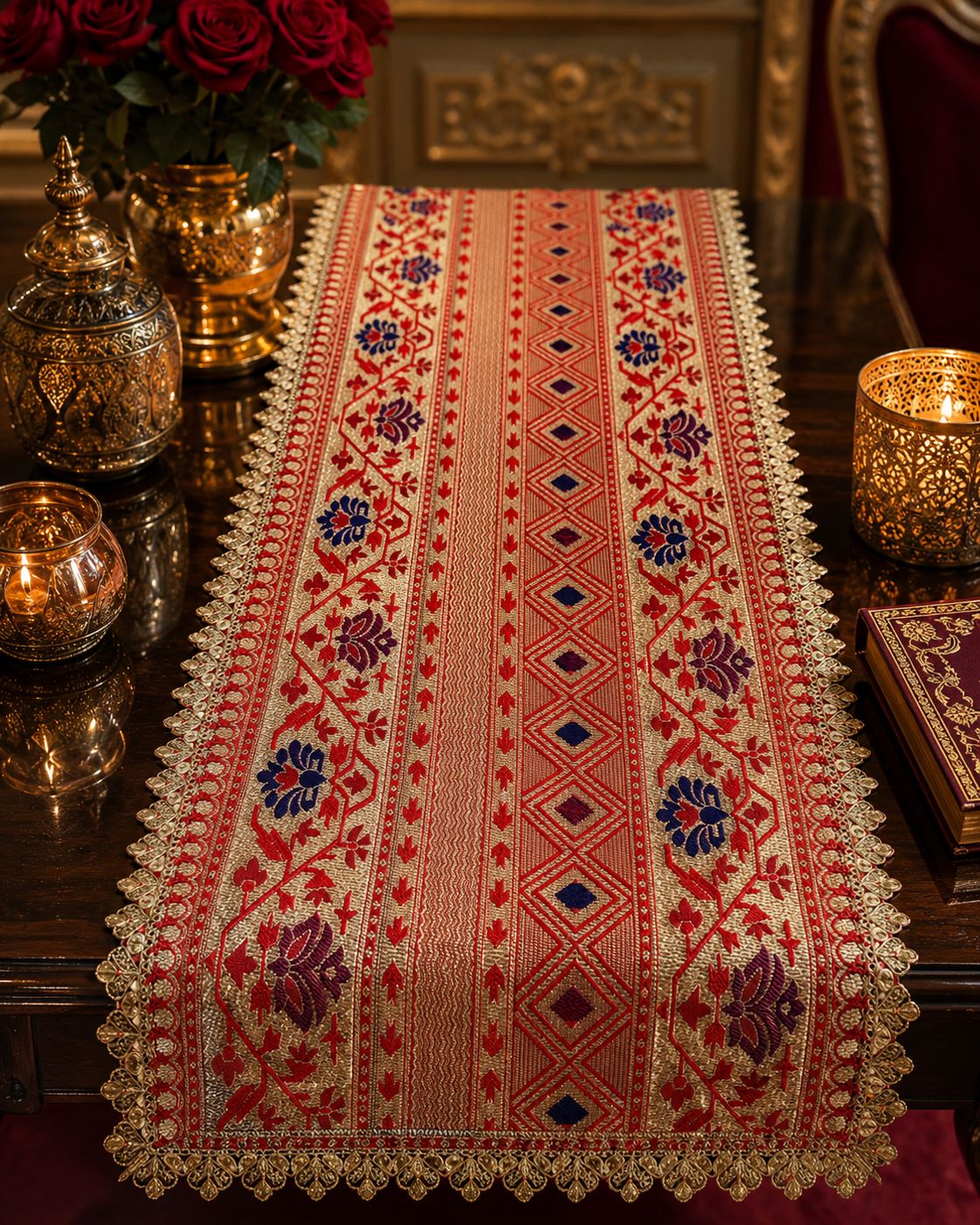 Heritage Paithani Table Runner