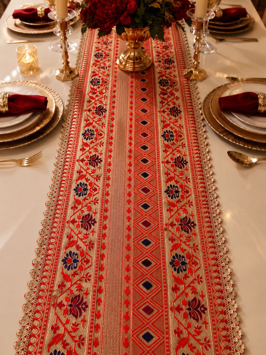 Heritage Paithani Table Runner