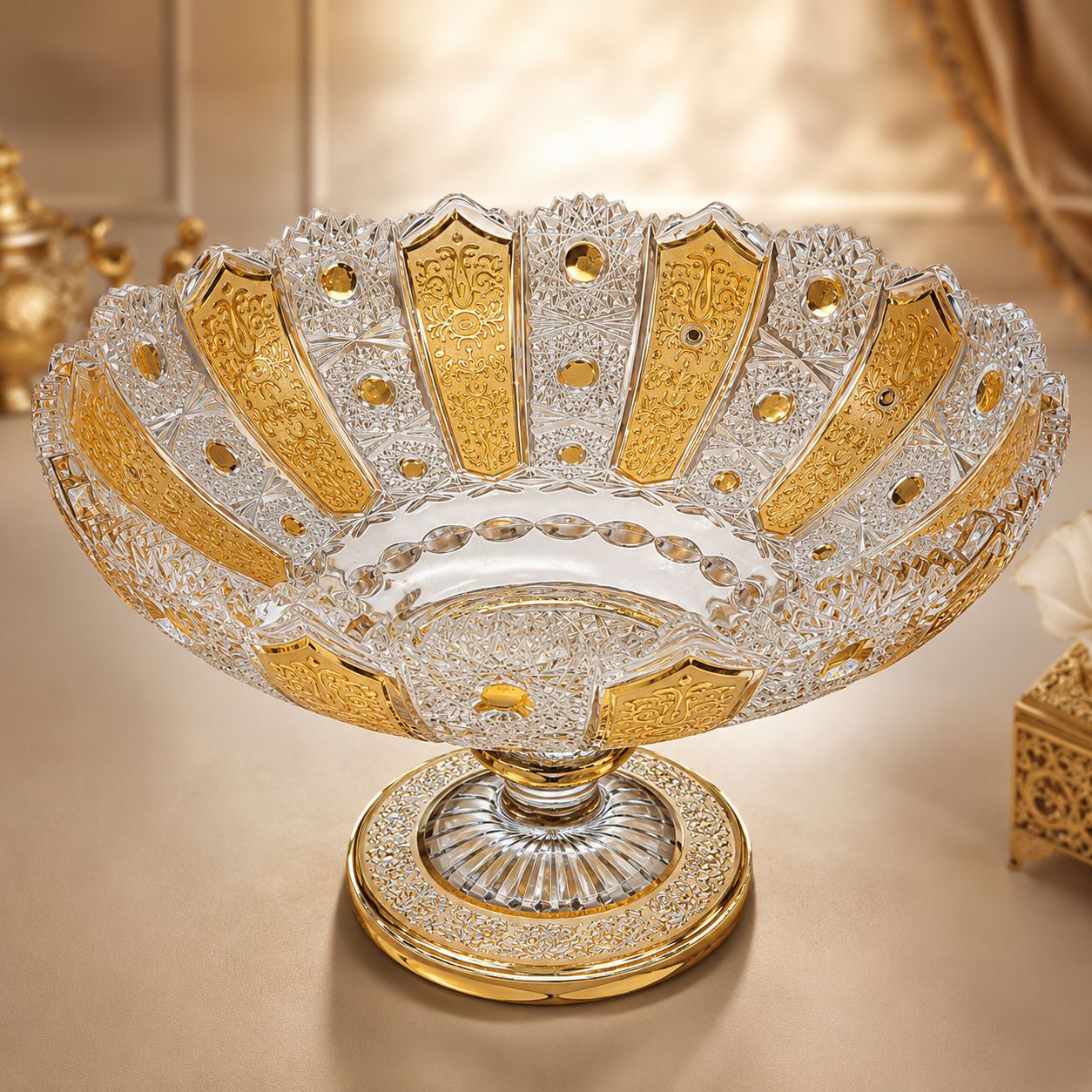 Imperial Crystal Gilded Pedestal Bowl