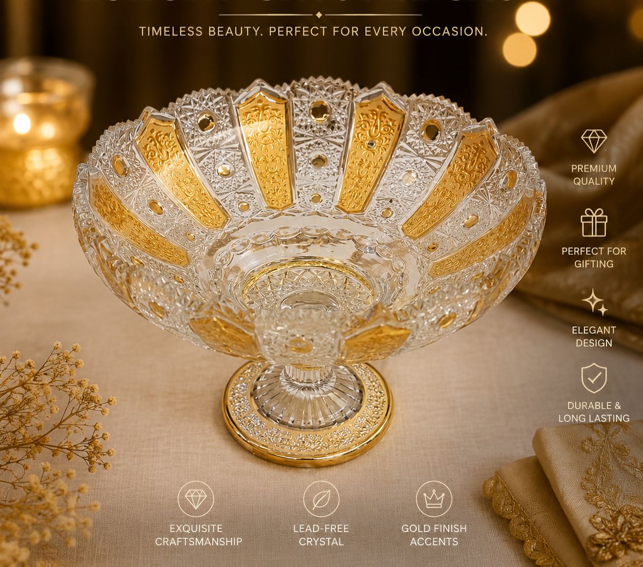 Imperial Crystal Gilded Pedestal Bowl