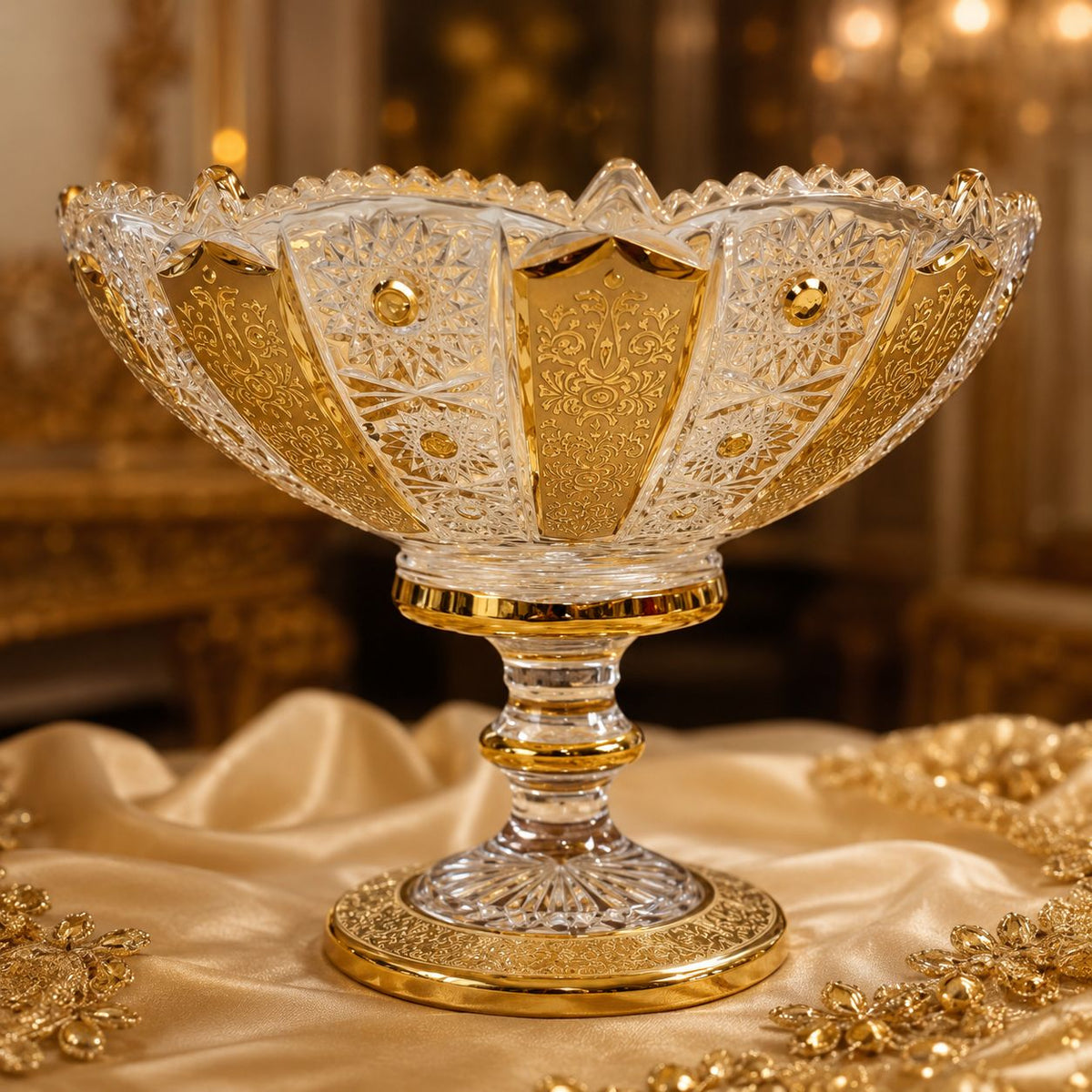 Imperial Crystal Gilded Pedestal Vase