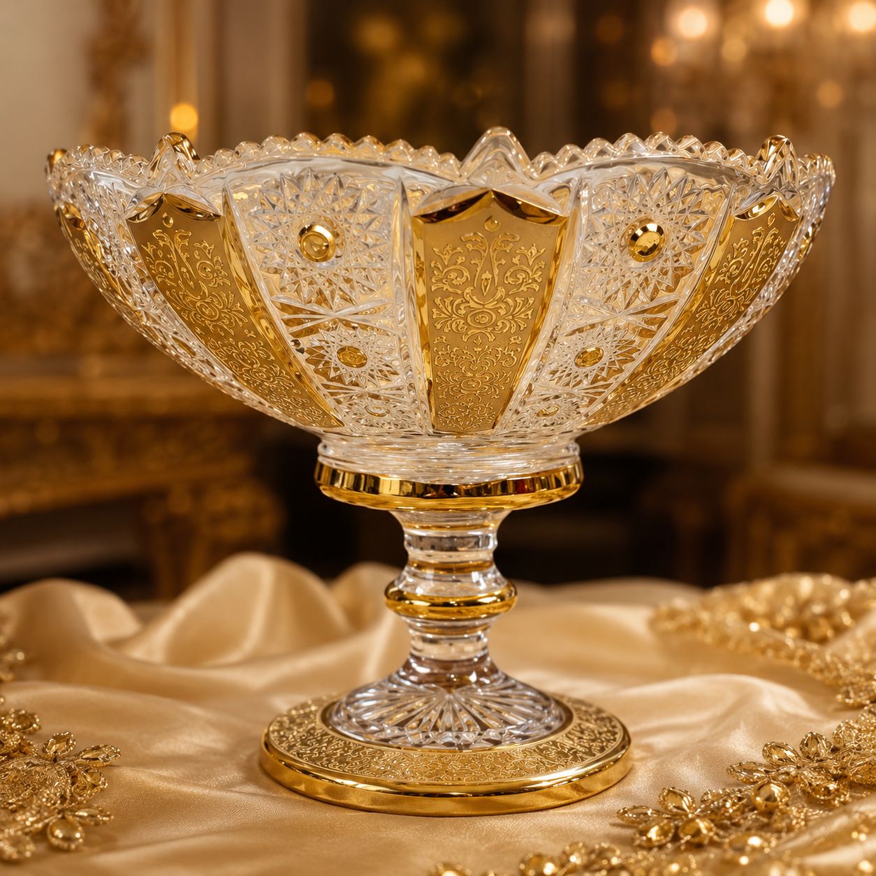 Imperial Crystal Gilded Pedestal Bowl