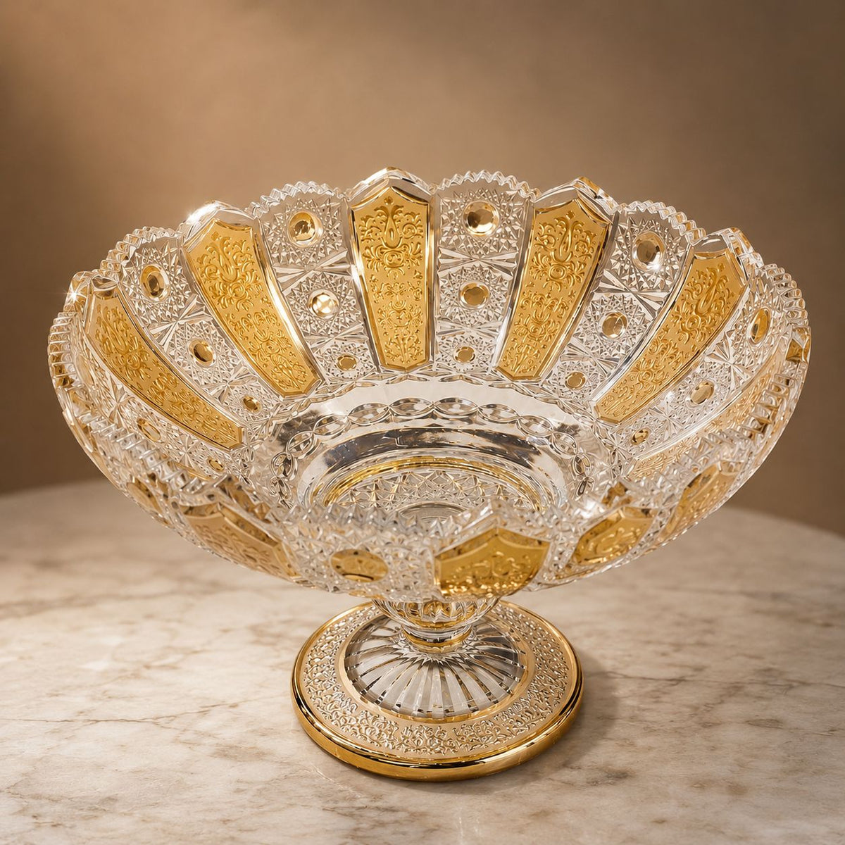 Imperial Crystal Gilded Pedestal Vase