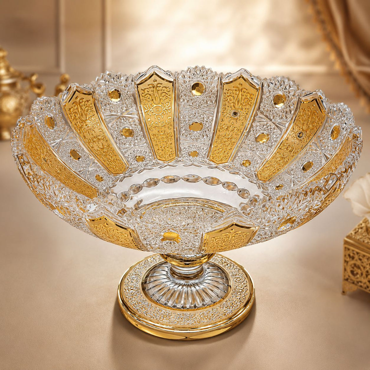 Imperial Crystal Gilded Pedestal Vase