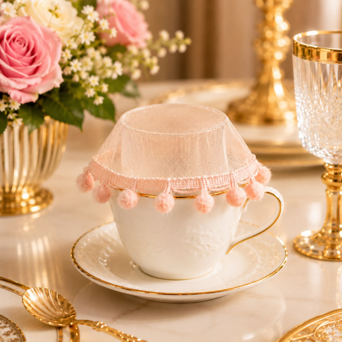Blush Pom-Pom Glass Cover