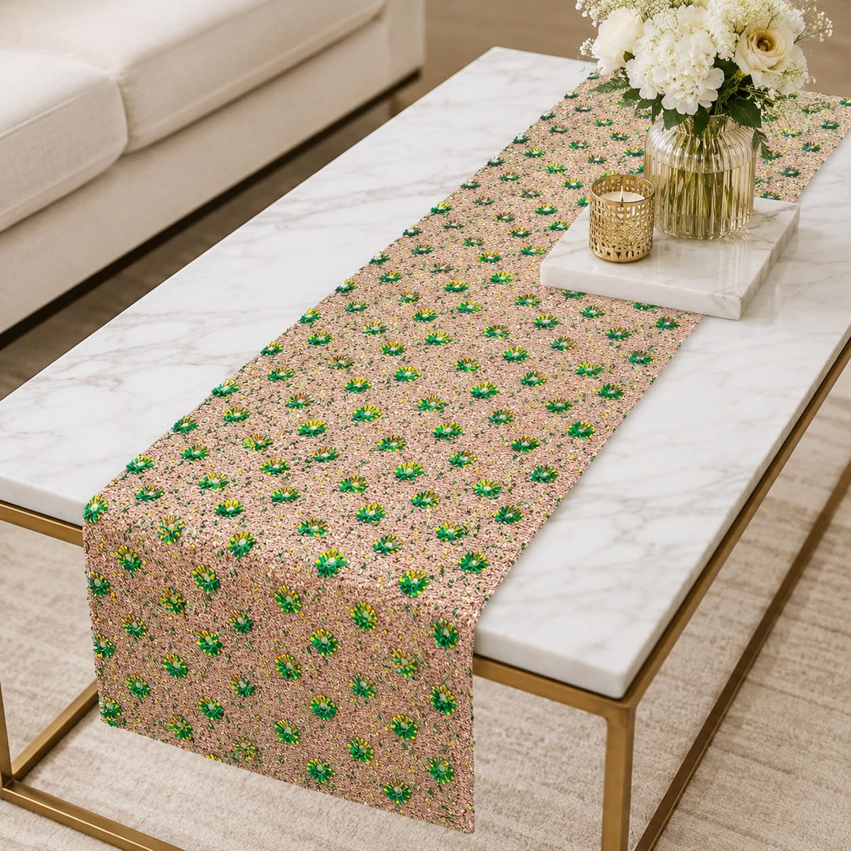 Sunehri Emerald Bloom Runner