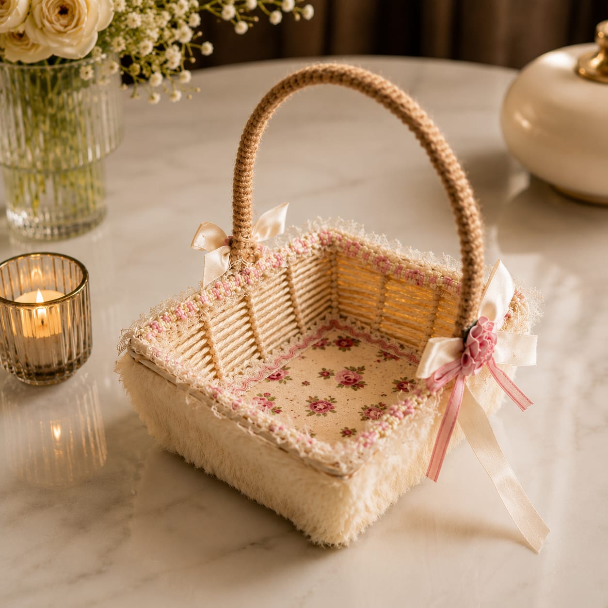 Cottage Charm Cutlery Basket