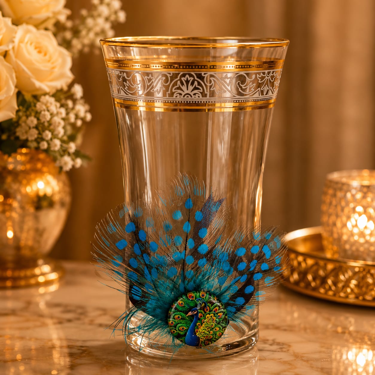 Jewel Feather Glass Charm