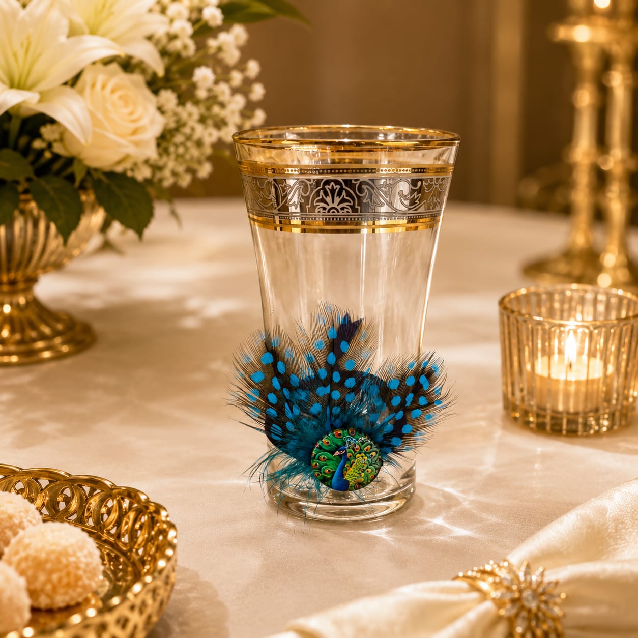 Jewel Feather Glass Charm