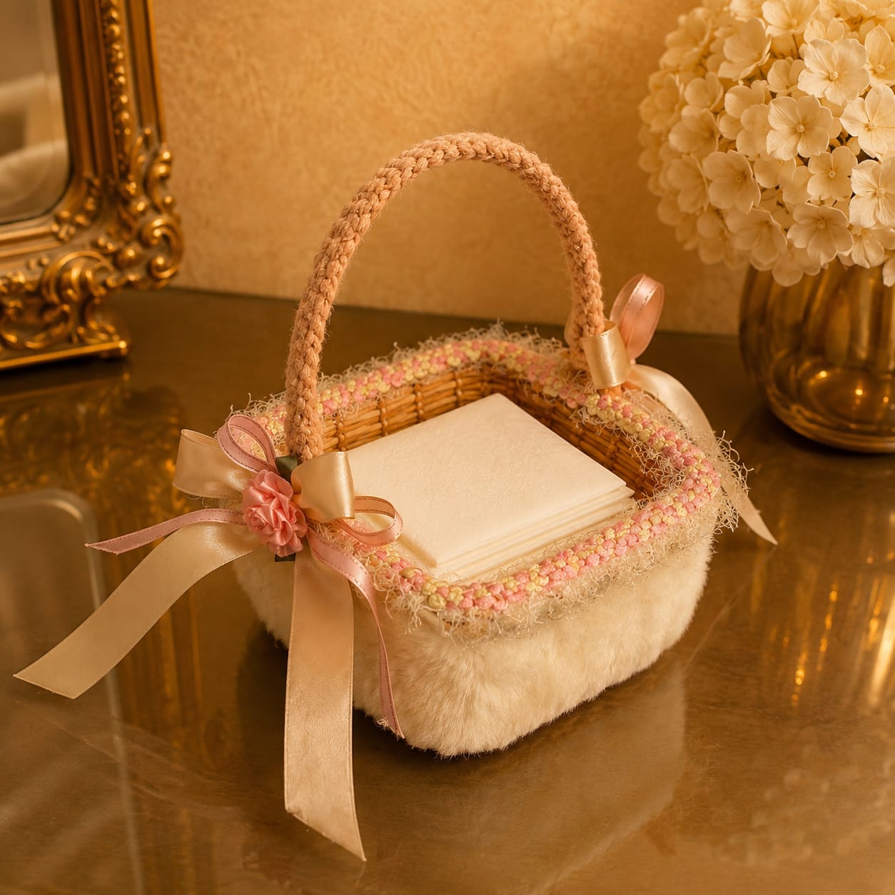 Blush Bloom Napkin/Tissue Basket