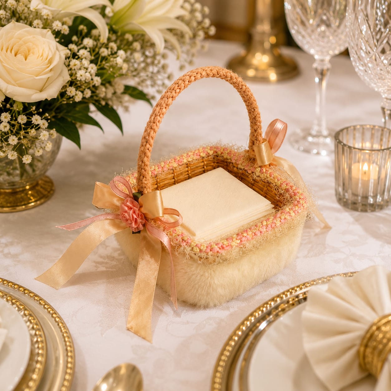 Blush Bloom Napkin/Tissue Basket