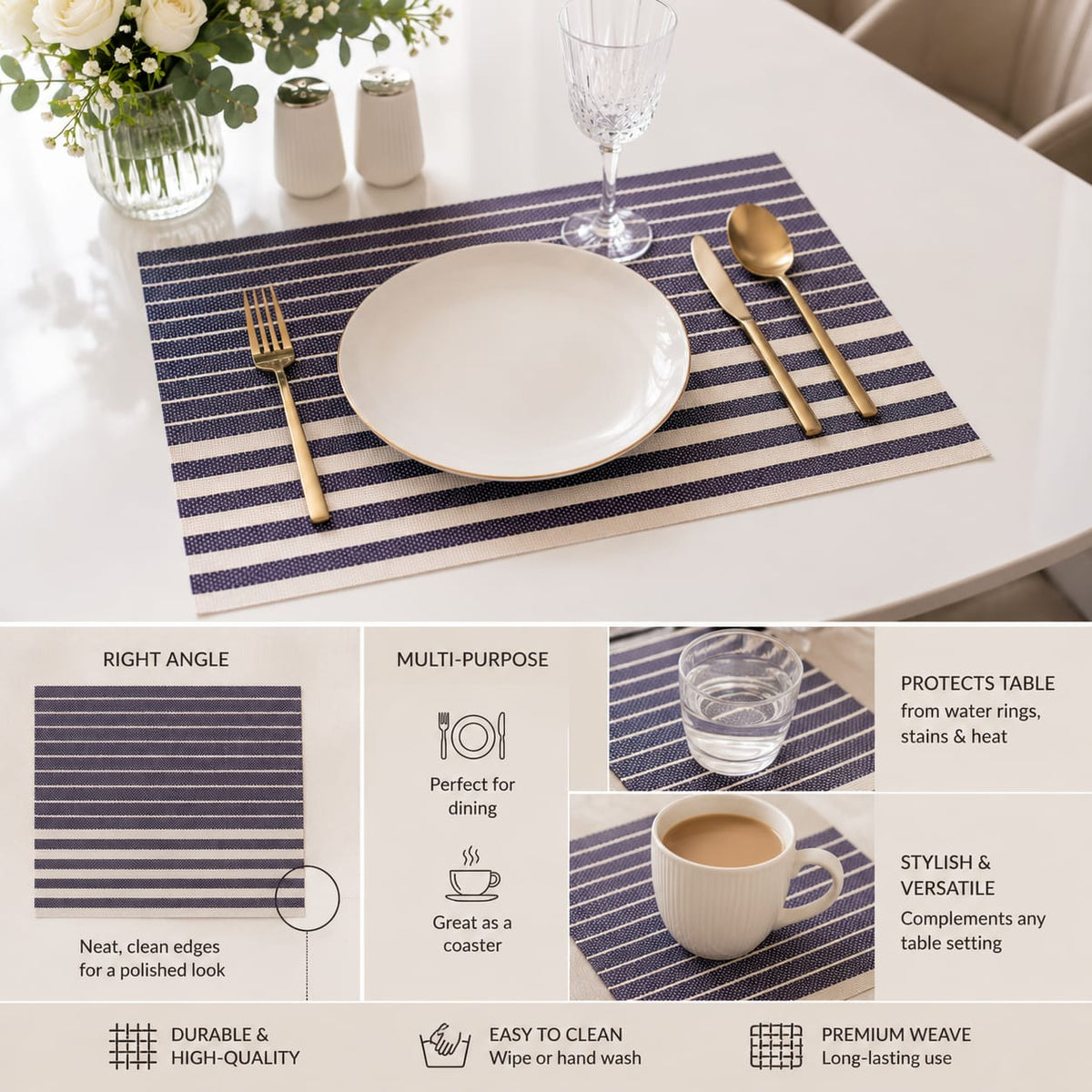 Coastal Indigo Stripe Placemat