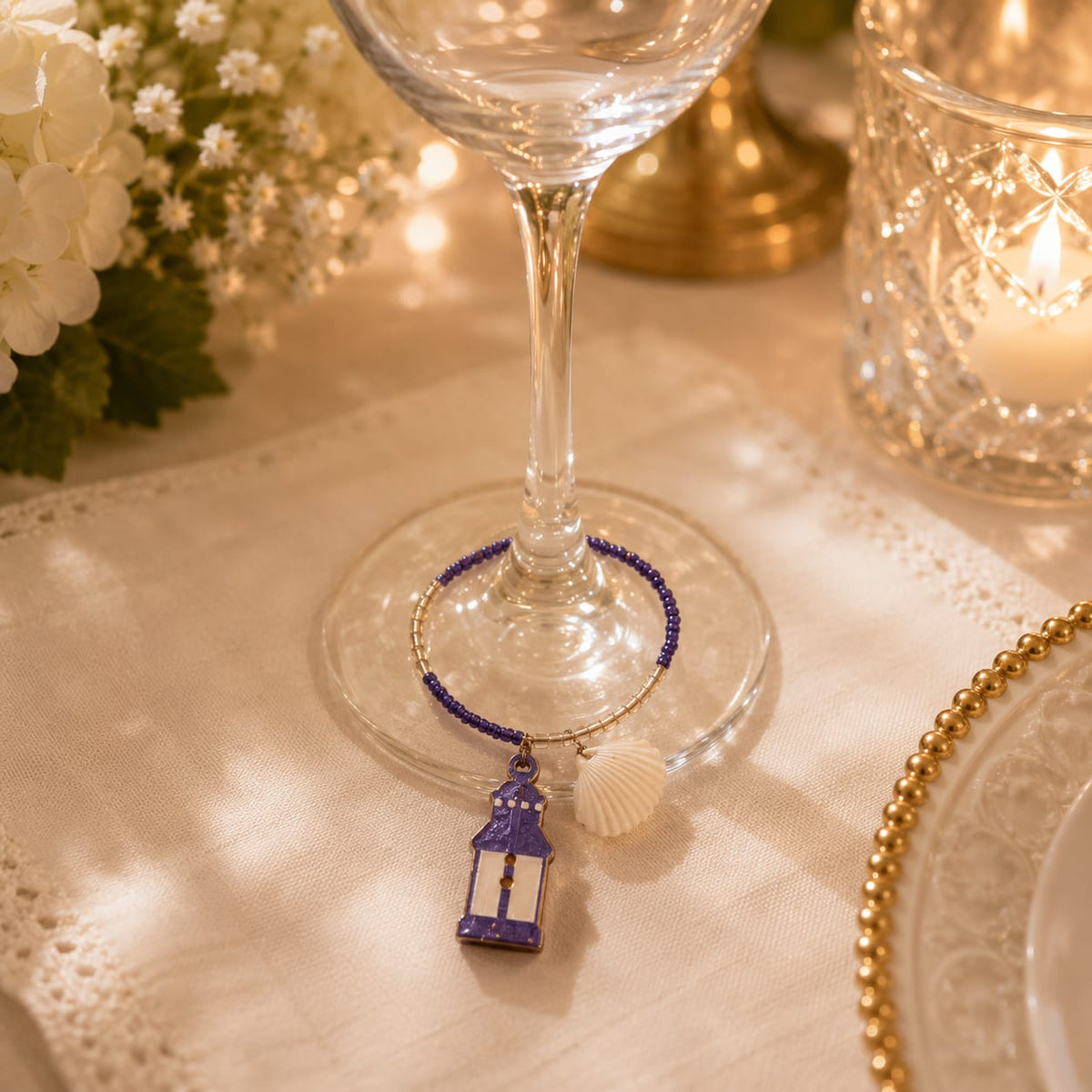 Midnight Lantern Wine Charm