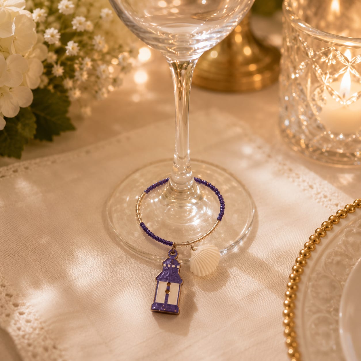 Midnight Lantern Wine Charm