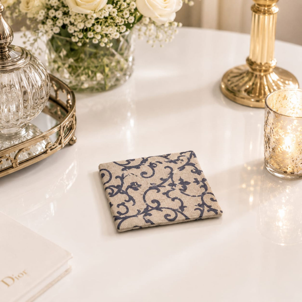 Azure Arabesque Luxe Coaster Set