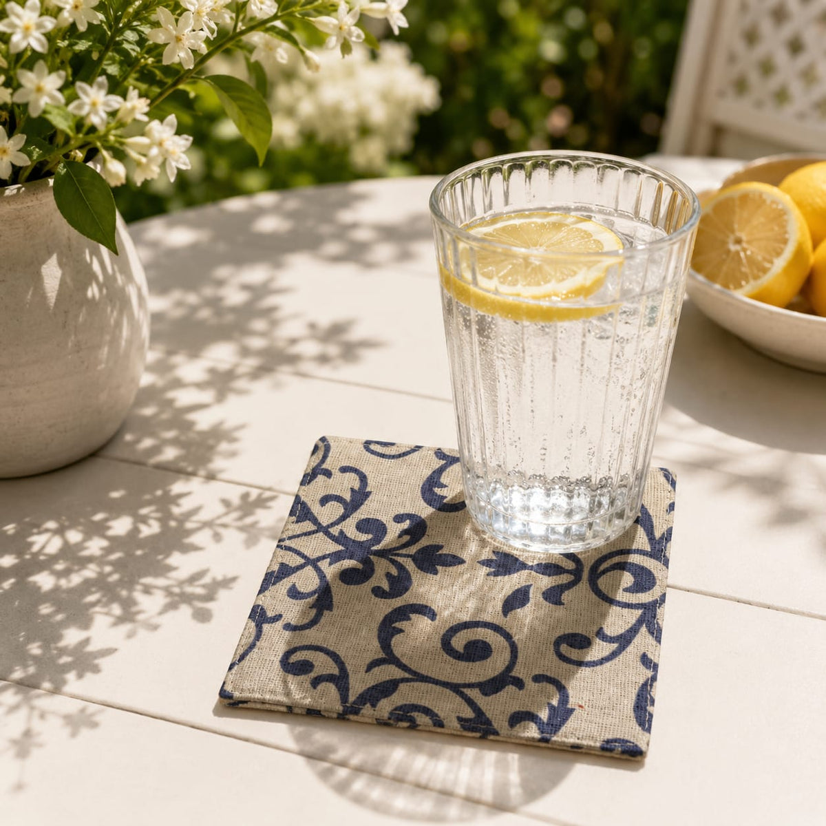 Azure Arabesque Luxe Coaster Set