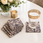Azure Arabesque Luxe Coaster Set