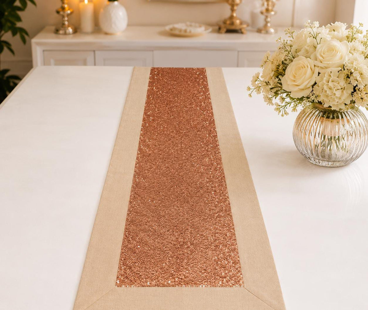 Rose Gold Radiance Table Runner