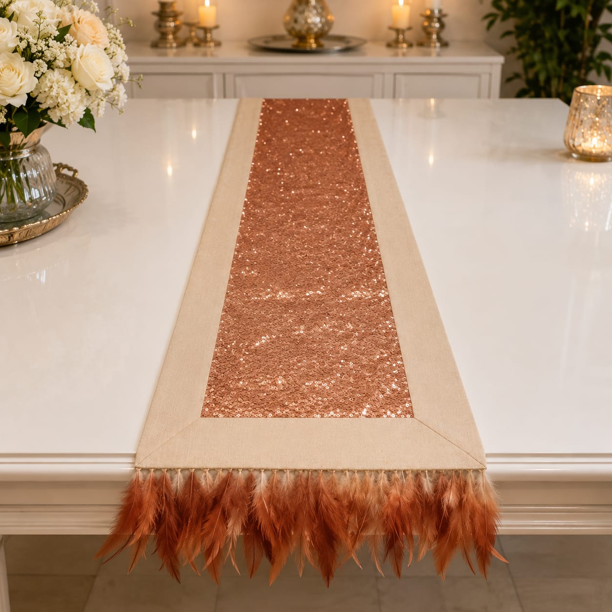 Rose Gold Radiance Table Runner