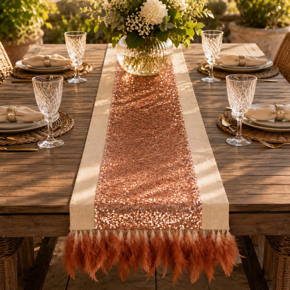 Rose Gold Radiance Table Runner