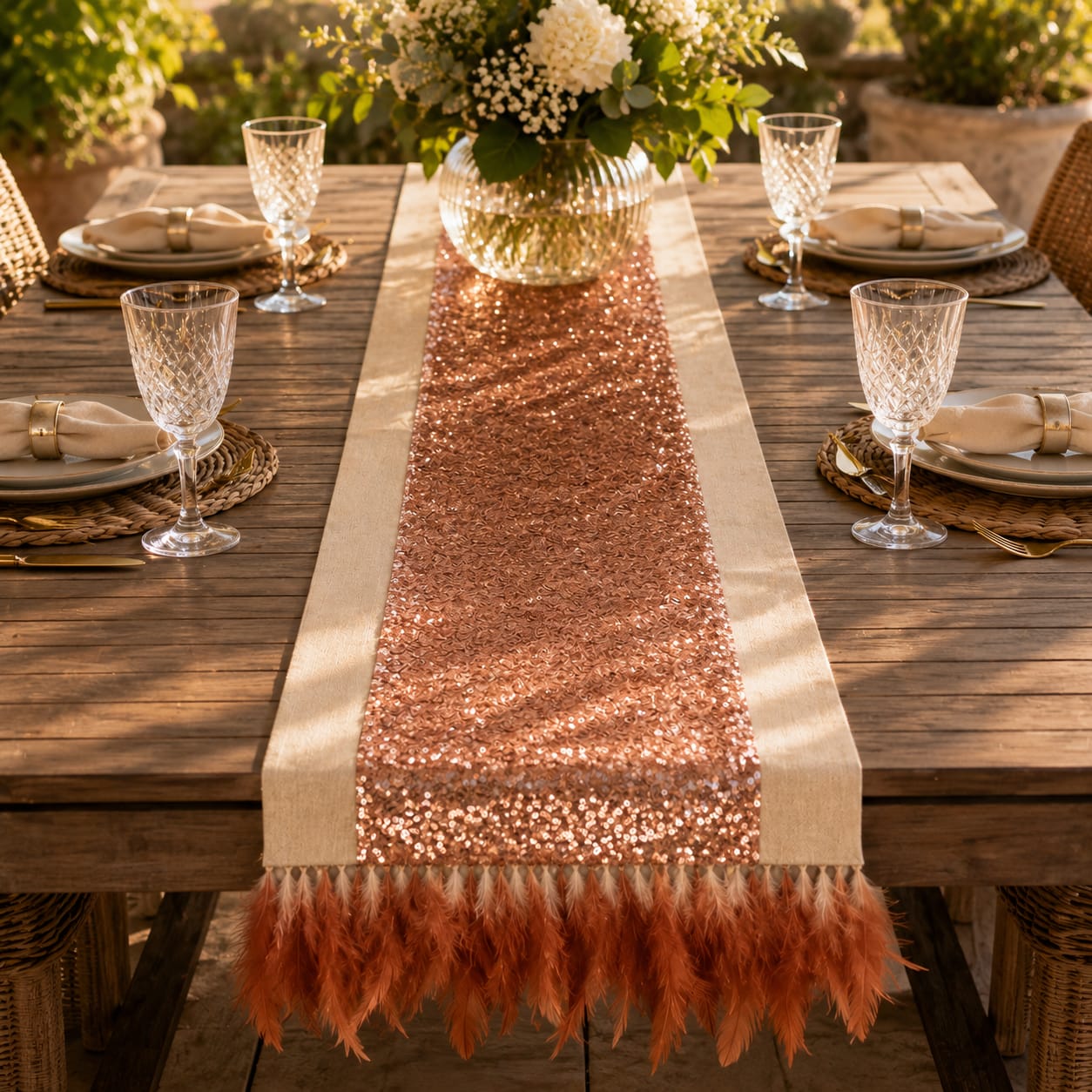 Rose Gold Radiance Table Runner