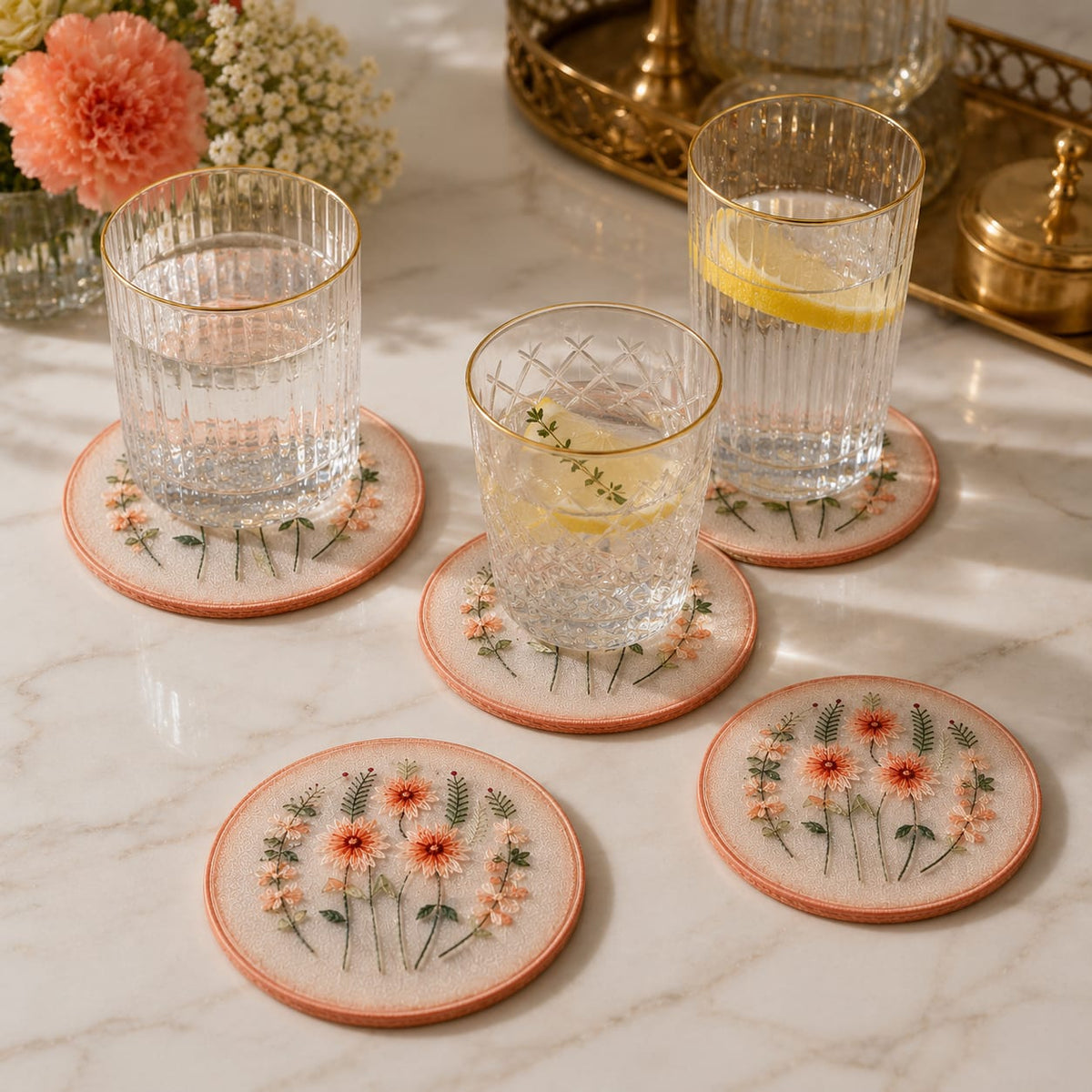 Peach Blossom Luxe Coaster Set