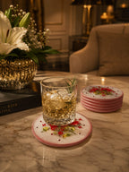 Crimson Bloom Heritage Coaster Set