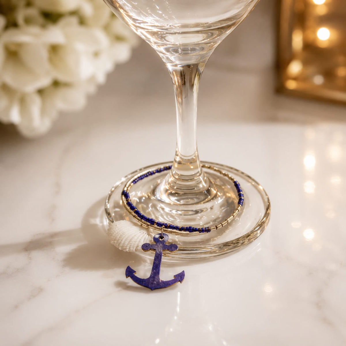 Azure Anchor Wine Charm