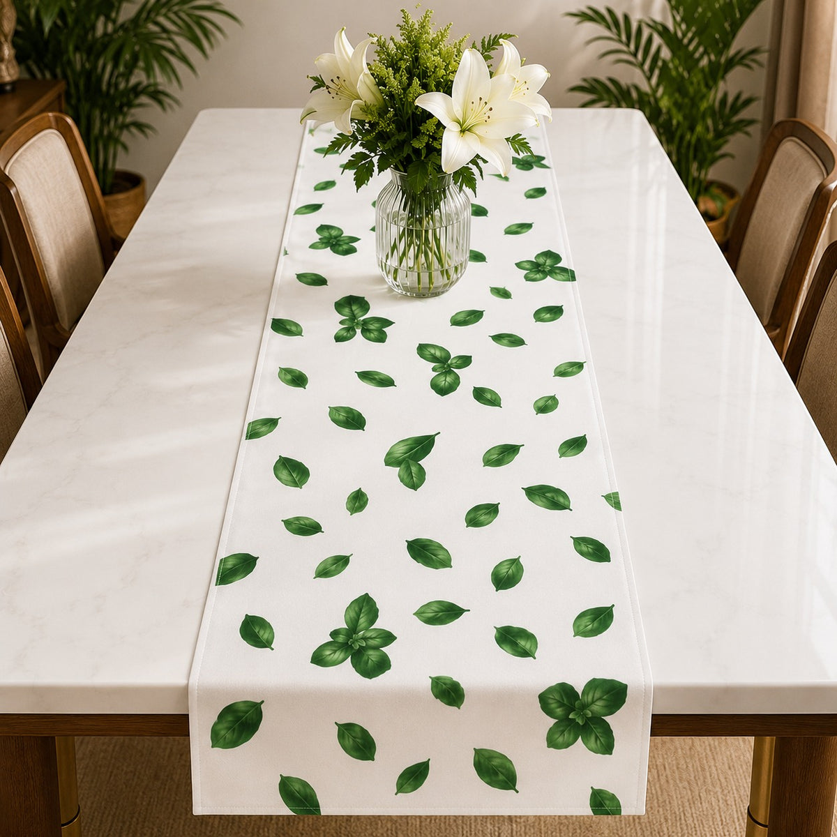 Basil Leaf Cotton Table Runner
