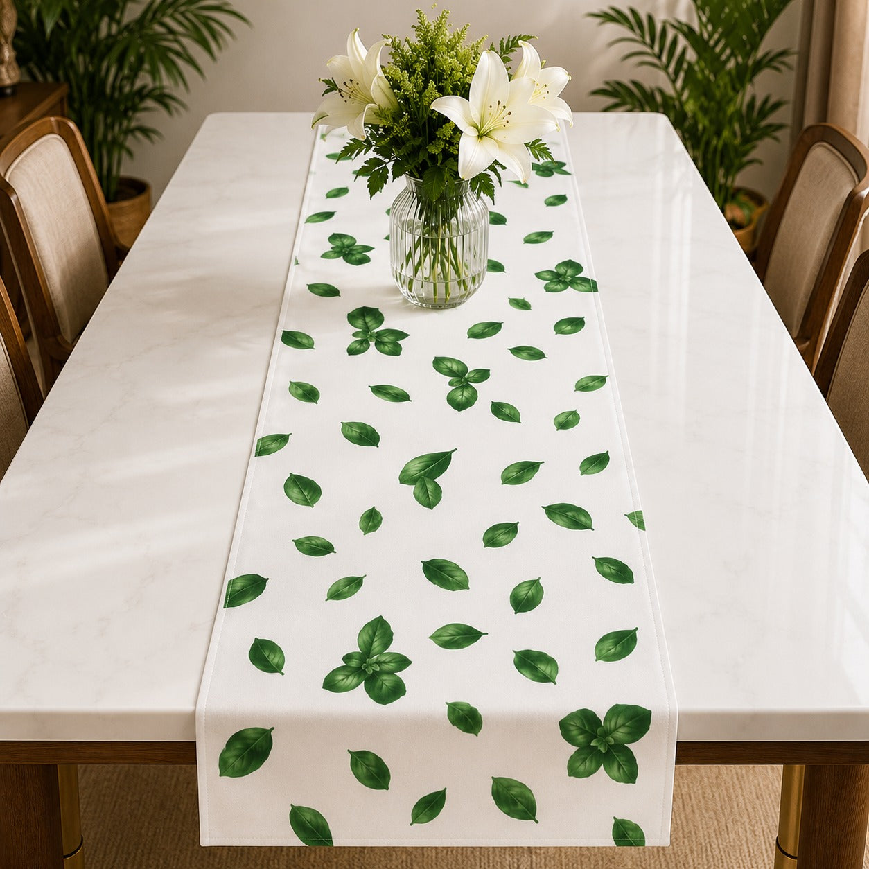 Basil Leaf Cotton Table Runner